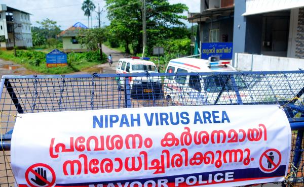 A road blockade set up during the Nipah virus outbreak in India this month. A road blockade set up during the Nipah virus outbreak in India this month.