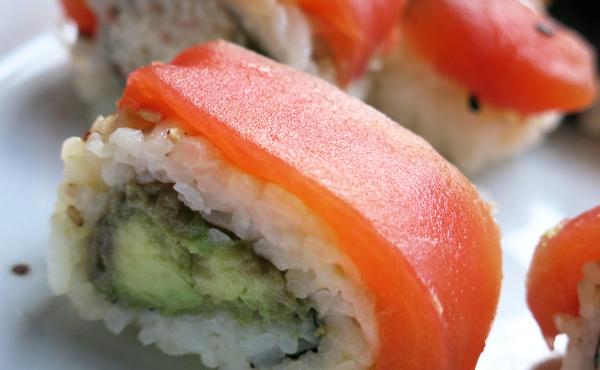 Chef James Corwell's nigiri sushi rolls made with Tomato Sushi, a plant-based tuna alternative, in San Francisco. Chef James Corwell's nigiri sushi rolls made with Tomato Sushi, a plant-based tuna alternative, in San Francisco.