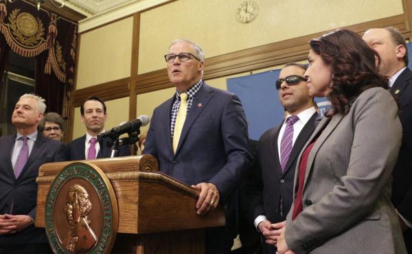 Washington Gov. Jay Inslee recently signed legislation making Washington the first state to enter the private health insurance market with a universally available public option. Washington Gov. Jay Inslee recently signed legislation making Washington the first state to enter the private health insurance market with a universally available public option.