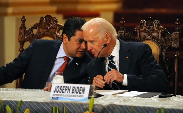 Honduran President Juan Orlando Hernández (left) speaks with then-Vice President Biden during a news conference in Guatemala City on March 2, 2015. Leaders from Guatemala, El Salvador and Honduras were meeting with Biden for two days of talks about child Honduran President Juan Orlando Hernández (left) speaks with then-Vice President Biden during a news conference in Guatemala City on March 2, 2015. Leaders from Guatemala, El Salvador and Honduras were meeting with Biden for two days of talks about child