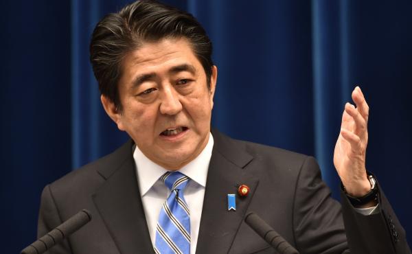 Japan's Prime Minister Shinzo Abe speaks during a press conference Tuesday at his official residence in Tokyo. Japan's Prime Minister Shinzo Abe speaks during a press conference Tuesday at his official residence in Tokyo.