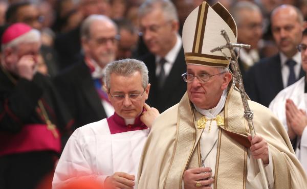 Pope Francis leads the consistory at St. Peter's Basilica in Vatican City. In addition to 15 new electors, Pope Francis named five new cardinals who are over the age of 80 and, therefore, ineligible to vote in a conclave. Pope Francis leads the consistory at St. Peter's Basilica in Vatican City. In addition to 15 new electors, Pope Francis named five new cardinals who are over the age of 80 and, therefore, ineligible to vote in a conclave.