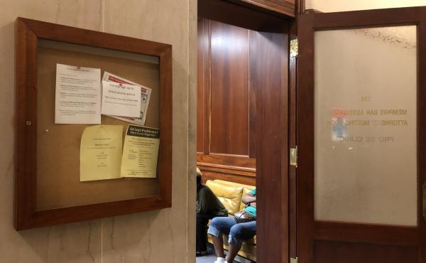 Tenants facing eviction wait to speak with attorneys from Memphis Area Legal Services in Room 134 of the Shelby County General Sessions Court in Memphis, Tenn. Tenants facing eviction wait to speak with attorneys from Memphis Area Legal Services in Room 134 of the Shelby County General Sessions Court in Memphis, Tenn.