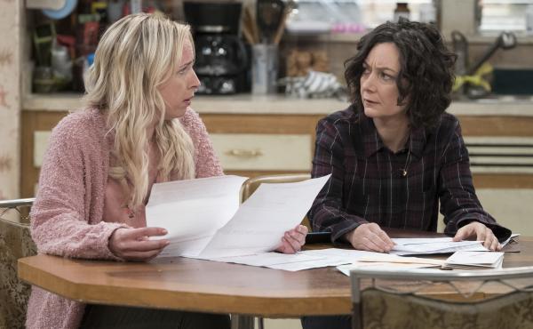 Alicia Goranson and Sara Gilbert play Becky and Darlene on ABC's The Conners. Alicia Goranson and Sara Gilbert play Becky and Darlene on ABC's The Conners.