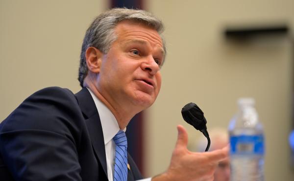 FBI Director Christopher Wray testifies before a House Homeland Security Committee hearing on Thursday. FBI Director Christopher Wray testifies before a House Homeland Security Committee hearing on Thursday.