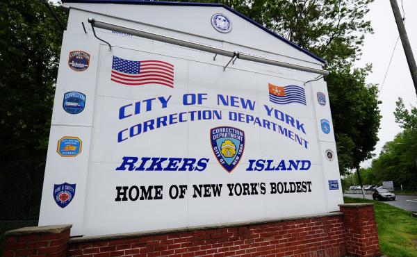 A view of the entrance to Rikers Island penitentiary complex. A view of the entrance to Rikers Island penitentiary complex.
