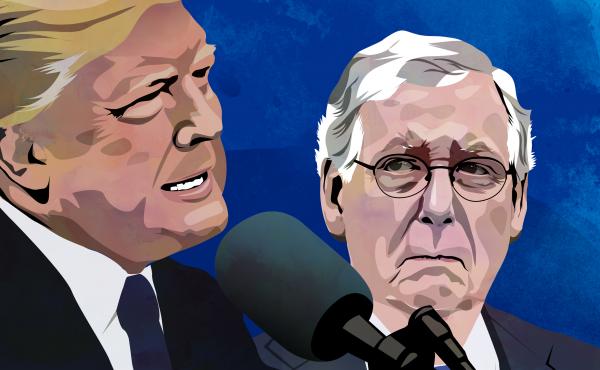 Senate Majority Leader Mitch McConnell listens as President Trump speaks to reporters following a meeting at the White House in October 2017. Senate Majority Leader Mitch McConnell listens as President Trump speaks to reporters following a meeting at the White House in October 2017.