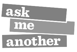 Black and white version of the Ask Me Another logo