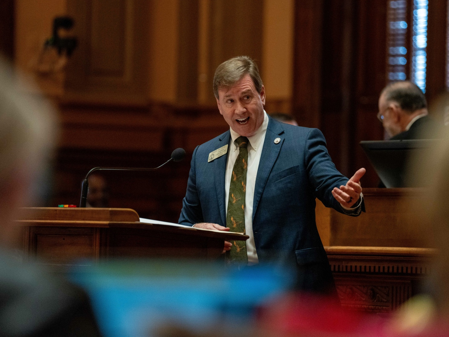 Georgia State Representative Jesse Petrea, R-Savannah, presents HB 1105, a bill that would require local and state law enforcement to take on some of the responsibilities of federal immigration enforcement on Thursday, February 29, 2024.