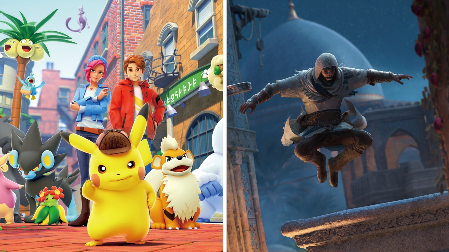 Detective Pikachu Returns, a kid-friendly mystery game from Nintendo, releases the same week as Ubisoft's Assassin's Creed Mirage.